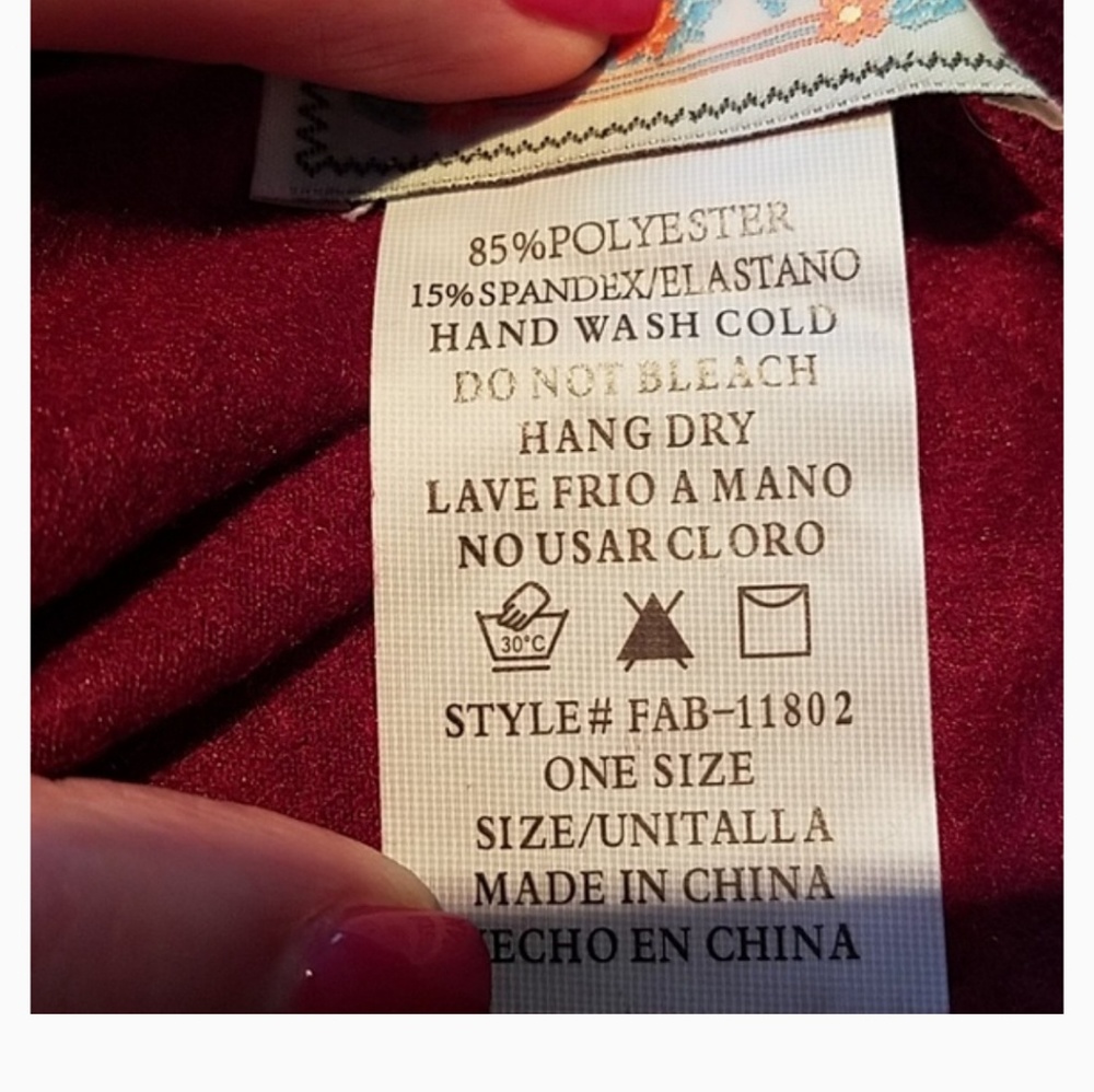 NWT Fleece Lined Dark Wine Leggings - Picture 3 of 3